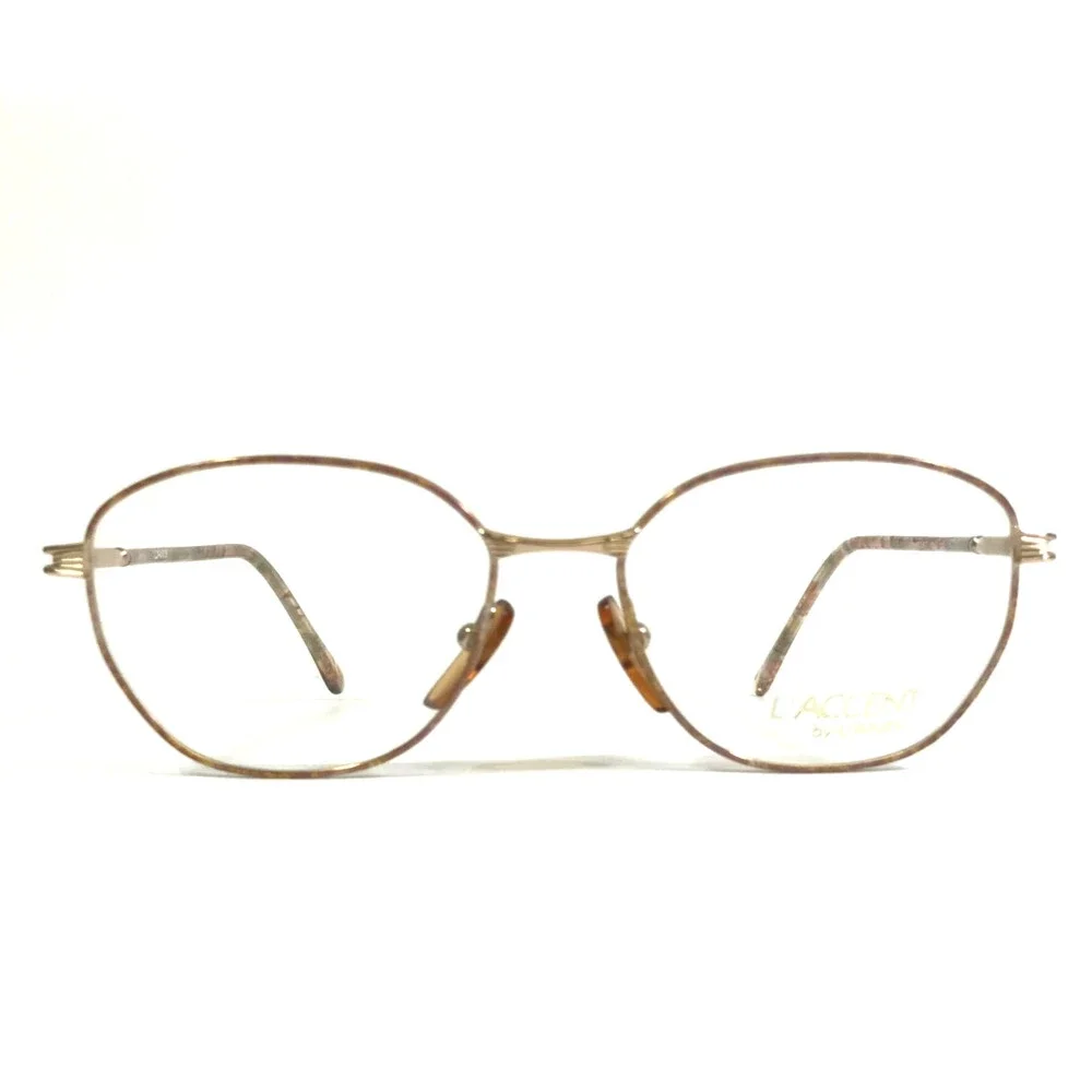 Vintage L'AMY Eyeglasses Frames L'ACCENT X742 Shiny Gold Pink Round 52-16-130